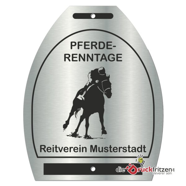 Edelstahl-Plaketten - Steigbügelform - 120 x 150 mm