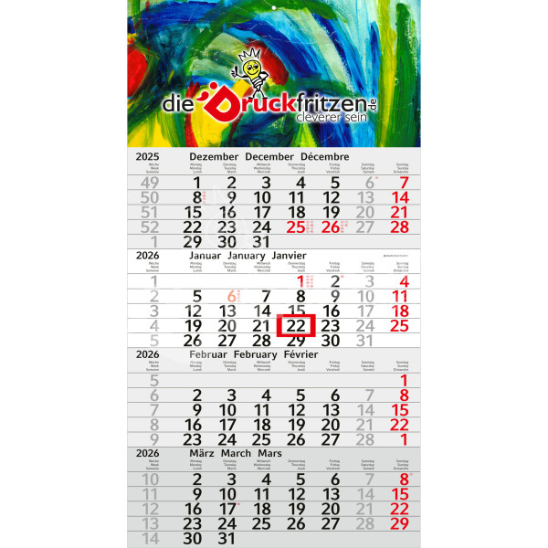 4-Monatskalender BEVIER - individuell bedrucken