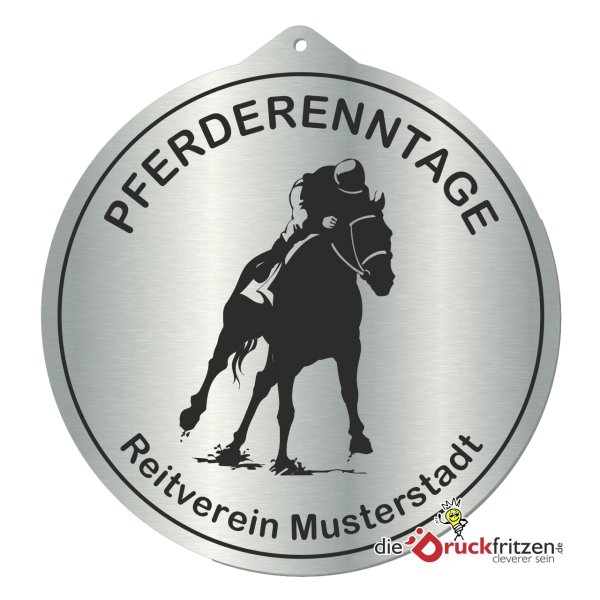 Edelstahl-Plaketten - Rund mit Aufhänger - Ø 150 mm (150 x 159 mm)