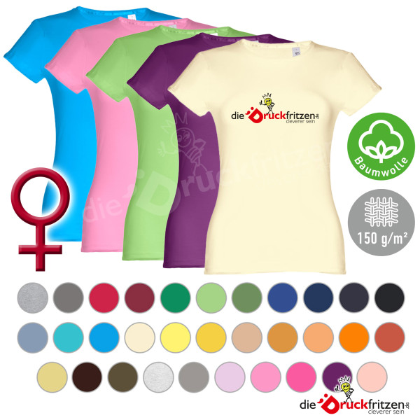 Damen T-Shirts THC SOFIA - farbig - mit digitalem Transferdruck (vollfarbig) - Baumwolle 150 g/m²