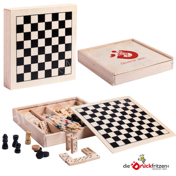Spiele-Set WOGRAL - Schach, Domino, Mikado und Dame" - individuell bedrucken
