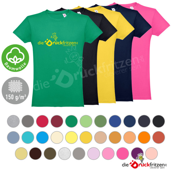 Herren T-Shirts THC LUANDA - farbig - einfarbigem Transferdruck - Baumwolle 150 g/m²