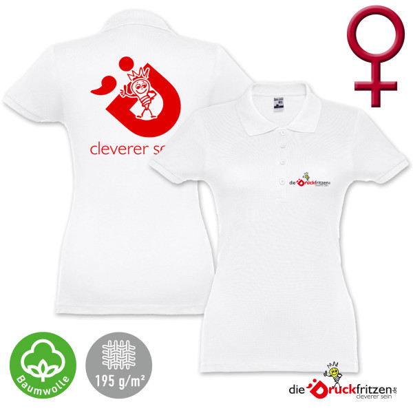 Damen Poloshirts THC EVE - Weiß - Baumwolle 195 g/m² - individuell bedruckt