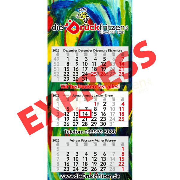 3-Monatskalender PRODREI EXPRESS - individuell bedrucken