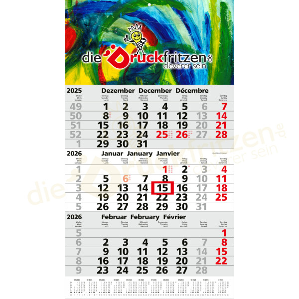 3-Monatskalender PRIDREI - individuell bedrucken