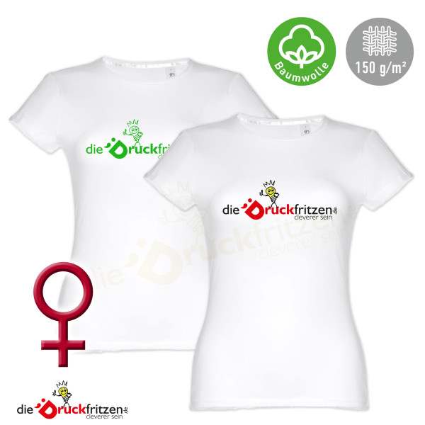 Damen T-Shirts THC SOFIA - Weiß -  Baumwolle 150 g/m² - individuell bedruckt
