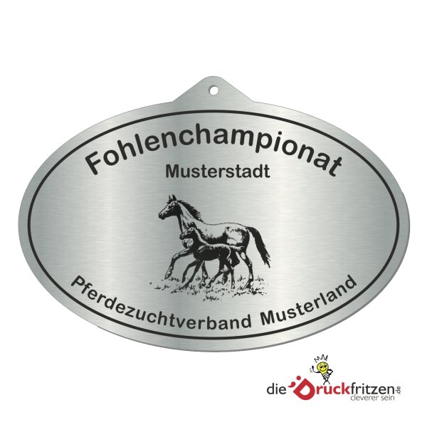 Edelstahl-Plaketten - Oval mit Aufhänger - 155 x 100 mm (155 x 109 mm)