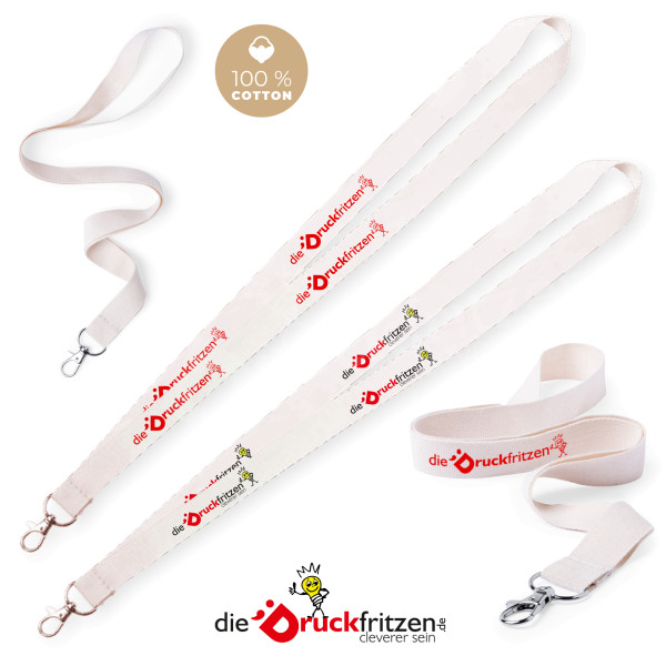 Baumwolle-Lanyards mit Karabinerhaken - individuell bedruckbar