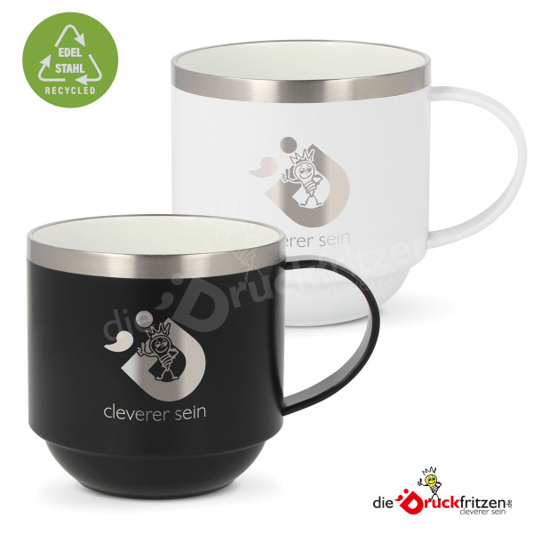 Edelstahltasse TIGRIS mit T-ceramic-Innenseite - 300 ml - individuell belasert