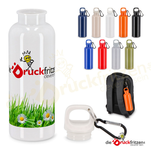 Trinkflasche NINA 500 HC aus rPET mit Karabiner - 500 ml - individuell bedruckt