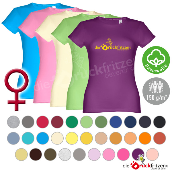 Damen T-Shirts THC SOFIA - farbig - einfarbiger Transferdruck - Baumwolle 150 g/m²