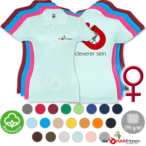 Damen Poloshirts THC EVE - Digital-Transferdruck (vollfarbig) - Baumwolle 195 g/m²