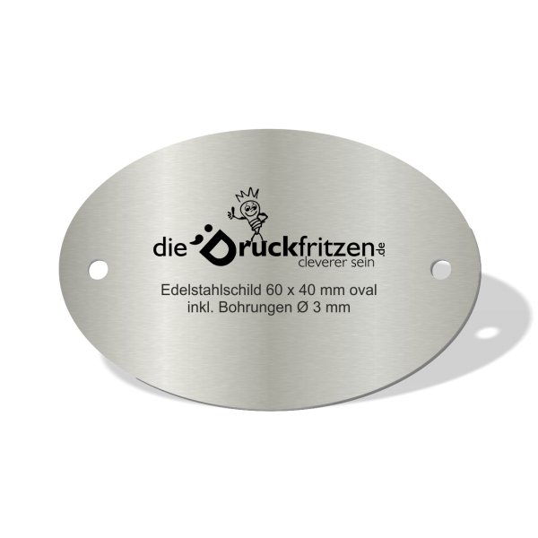 Edelstahlschilder - oval - feste Formate - mit Lasergravur