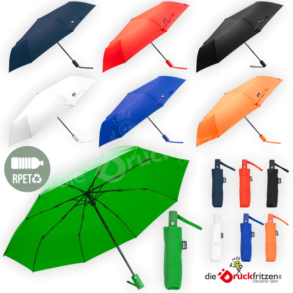 22" Regenschirm FLOCCUS - RPET Taschenschirm Ø 100 cm - individuell bedrucken