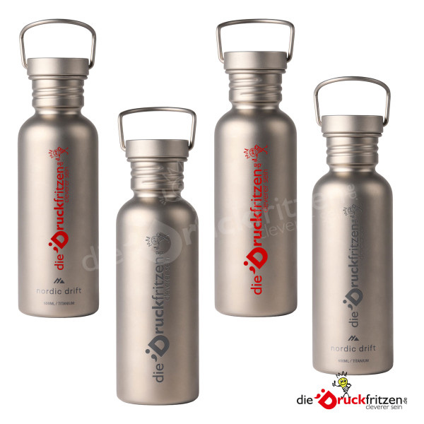 Nordic Drift Trail Ultraleichte TITAN-TRINKFLASCHE - 600ml - individuell lasergraviert oder bedruckt