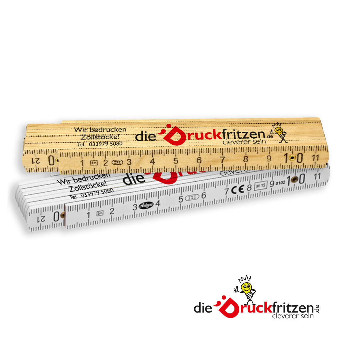 Zollstock 5m 5 m weiß Holz Maßstab 5 Meter Zollstöcke mit Ihrem Druck Firmenlogo