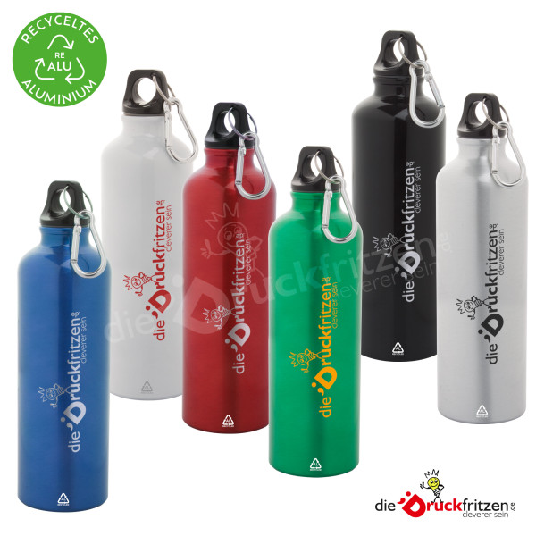 Trinkflasche RALUTO XL aus recyceltem Aluminium - mit Karabiner - 750 ml
