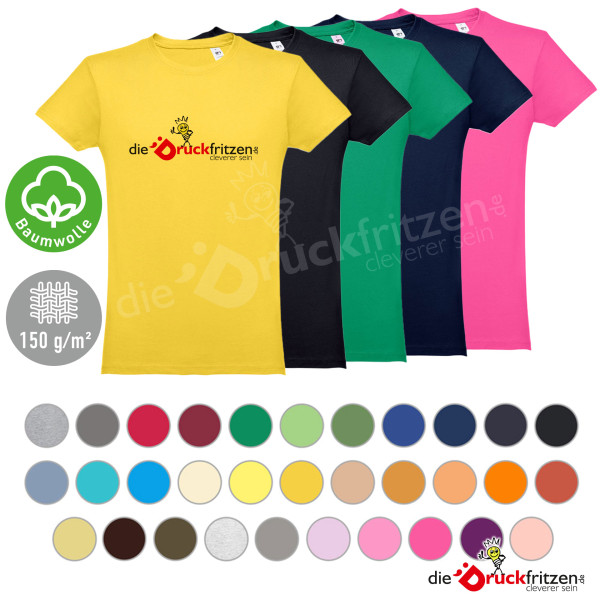 Herren T-Shirts THC LUANDA - farbig - mit digitalem Transferdruck (vollfarbig) - Baumwolle 150 g/m²