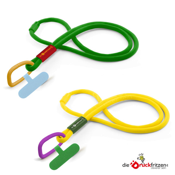 Lanyards "FARBMIX 2" - mit Hülse, Karabiner, Handyhalter - individuell konfigurieren und bedrucken
