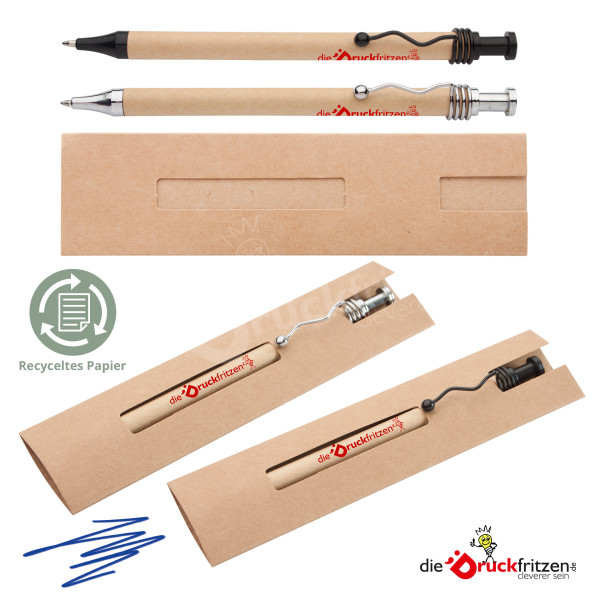 Recyclingpapier-Kugelschreiber KAGURA mit Etui - individuell bedrucken
