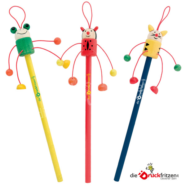 Holz-Bleistift mit lustiger Tierfigur Farm - individuell bedruckt