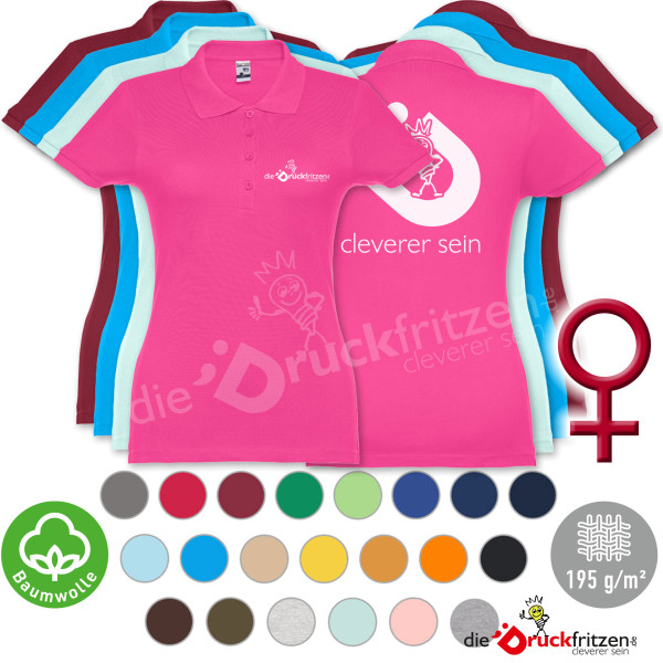 Damen Poloshirts THC EVE - farbig - einfarbiger Transferdruck - Baumwolle 195 g/m²